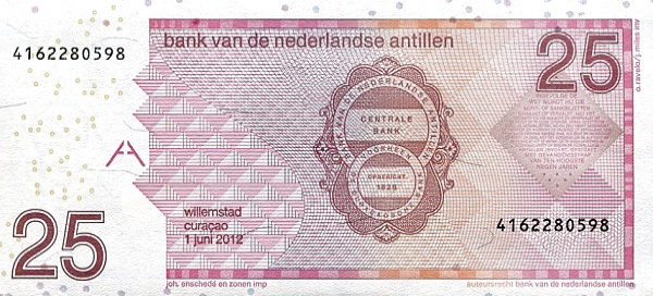 P29g Netherlands Antilles 25 Gulden Year 2012